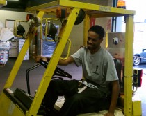 warehouse worker on forklift